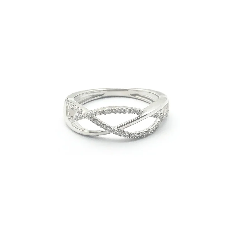 women’s antique engagement rings-Entangled Line Diamond Ring (14K)