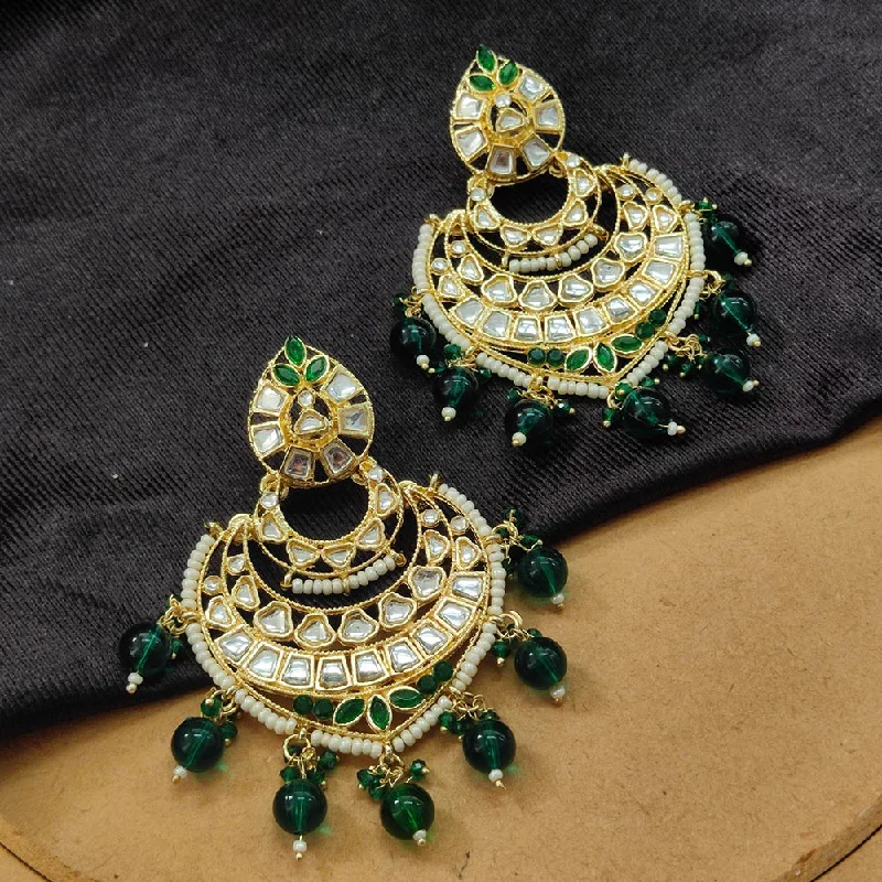 women’s statement stud earrings-Darshana Jewels Gold Plated Kundan Stone And Beads Dangler Earrings