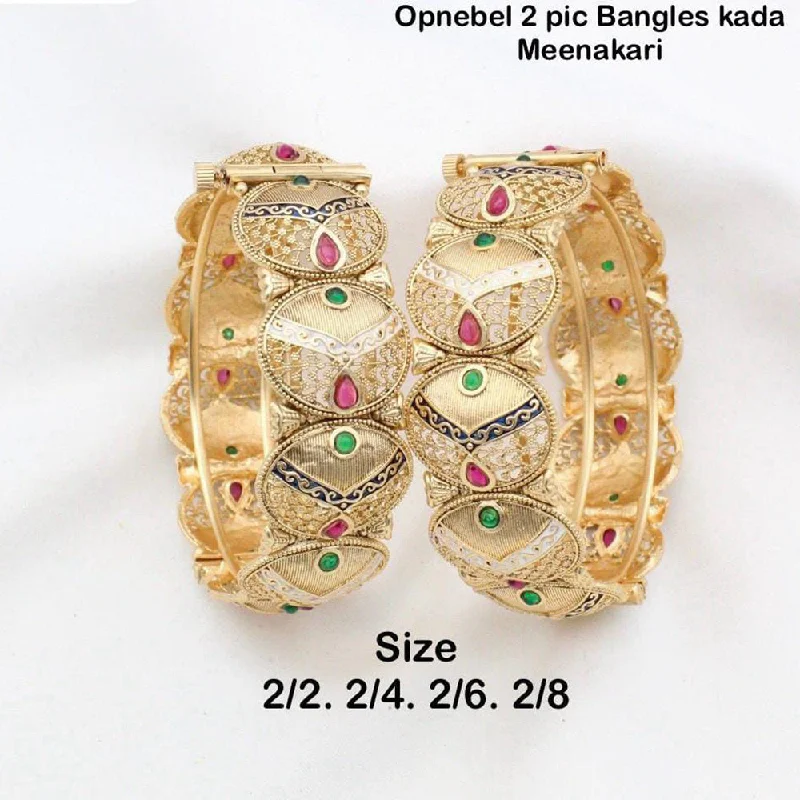 women’s luxurious bracelets-Manisha Jewellery Gold Plated Bangles Set