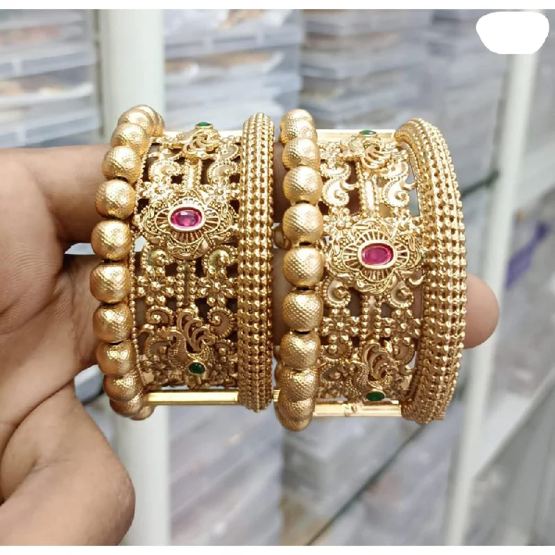 women’s fashion bangles-JCM Gold Plated Pota Stone Openable Kada