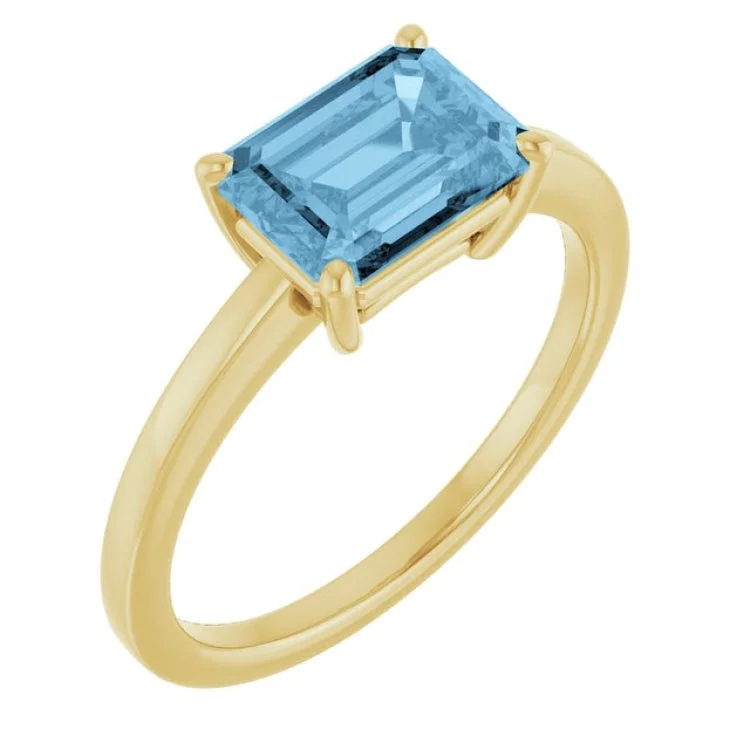 women’s stacking rings-14K Yellow Natural Sky Blue Topaz Ring