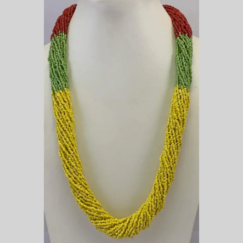 women’s statement pendant necklaces-Banaras Beads Multi Layer Long Necklace