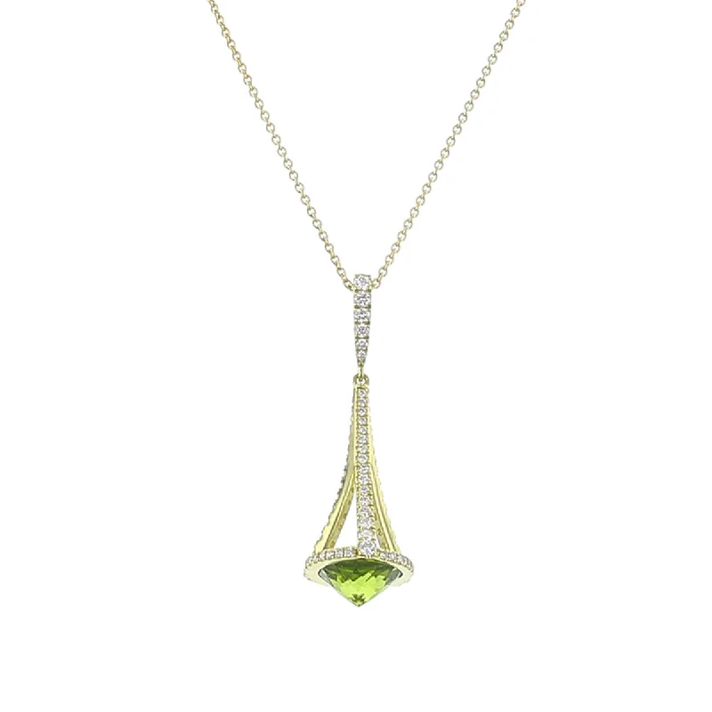 women’s engraved necklaces-Pastel Diamond Chandelier Peridot Necklace