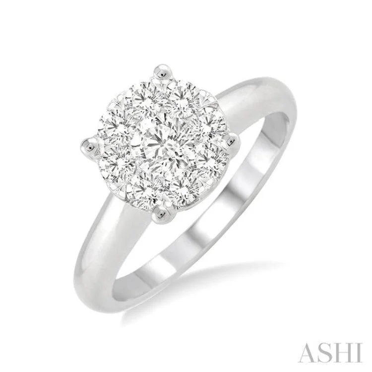 women’s engraved engagement rings-1/4 Ctw Lovebright Round Cut Diamond Ring in 14K White Gold