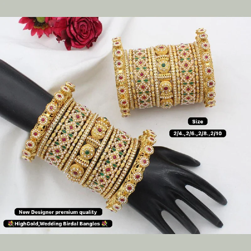 women’s minimalist bracelets-Manisha Jewellery Gold Plated Pota Stone Bangles Set