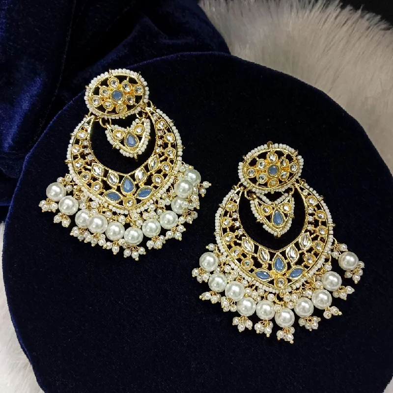 women’s crystal earrings with pearls-Darshana Jewels Kundan Stone Gold Plated Dangler Earrings