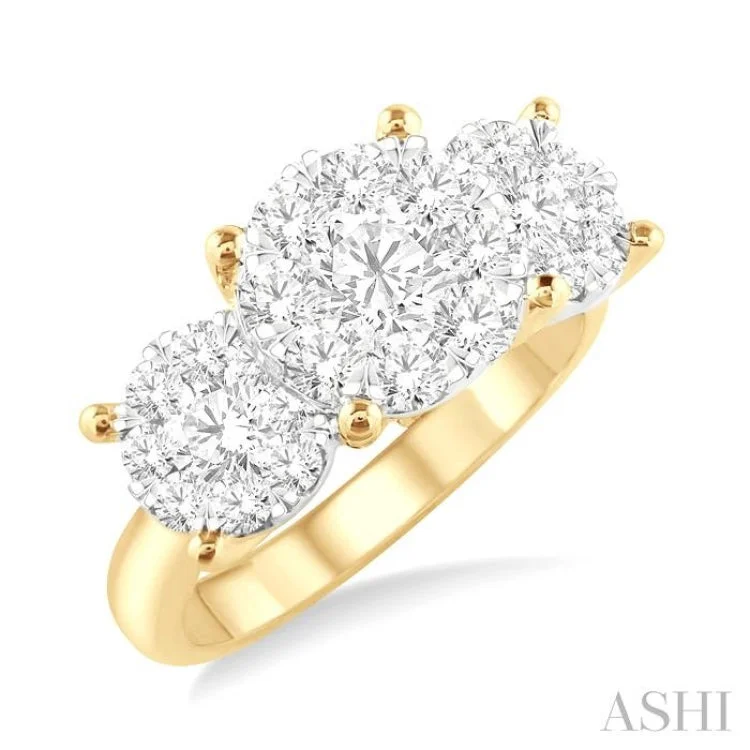 women’s radiant cut engagement rings-1 1/2 Ctw Lovebright Round Cut Diamond Ring in 14K Yellow and White Gold