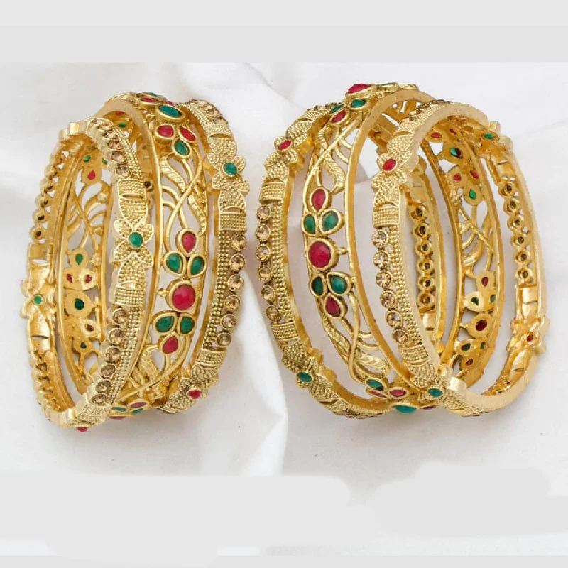 women’s luxury bangle bracelets-Kavita Art Gold Plated Pota Stone Bangles Set