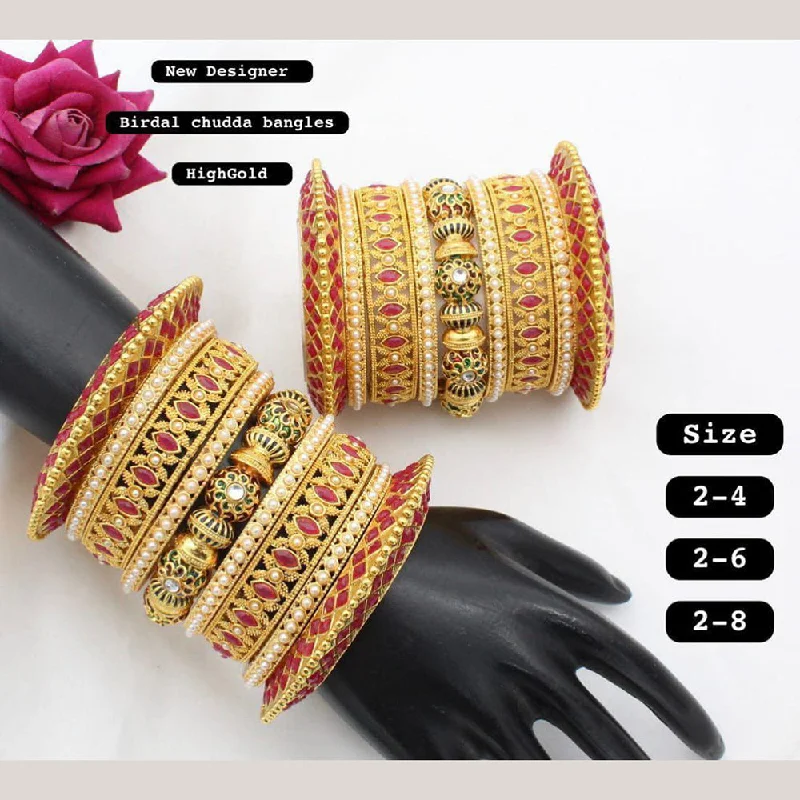 women’s stackable bangles-Manisha Jewellery Gold Plated Bangles Set