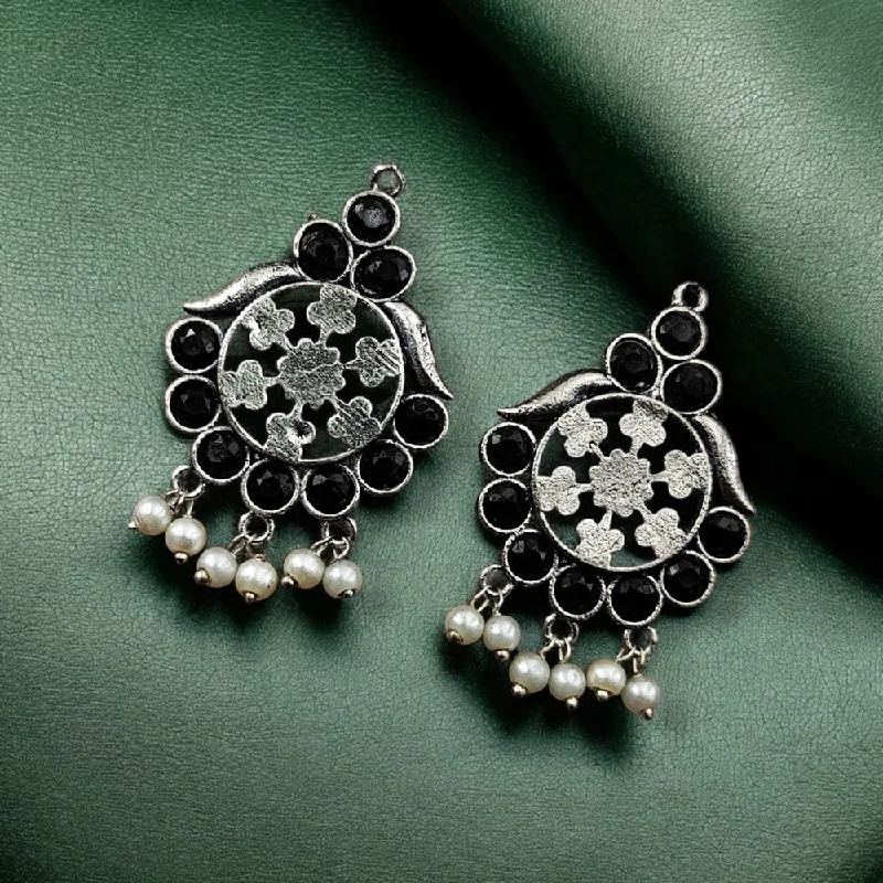 women’s modern earrings-Maharani Jewels Oxidised Plated Pota Stone Dangler Earrings