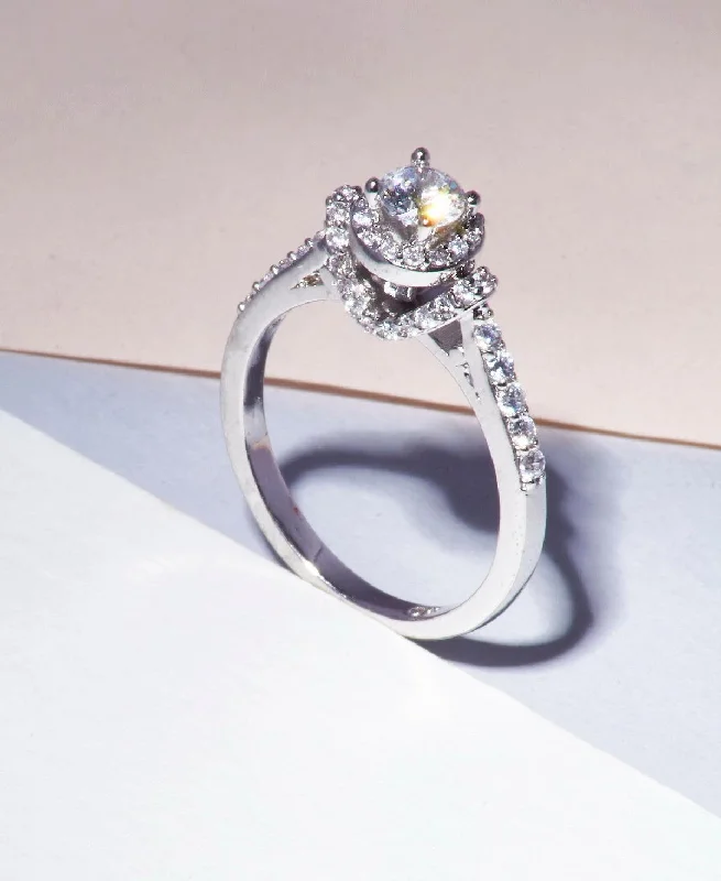 women’s elegant rings-Sterling Solitaire Ring