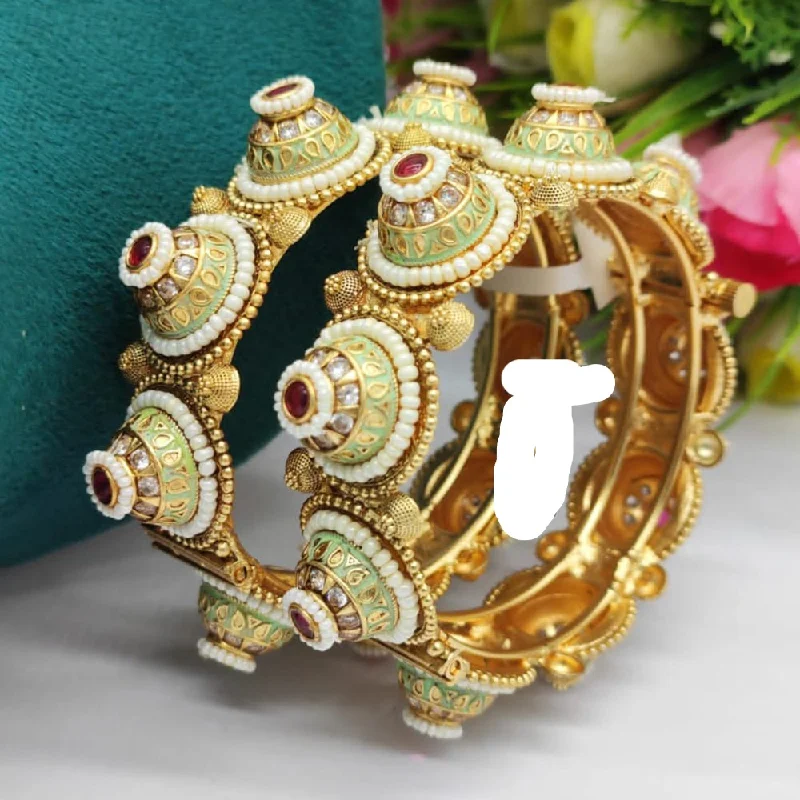 women’s bangles-JCM Gold Plated Pota Openable  Bangles Set