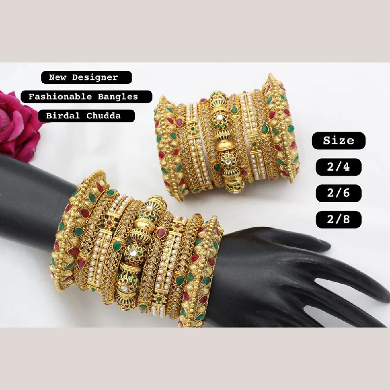 women’s luxury bangles-Manisha Jewellery Gold Plated Bangles Set