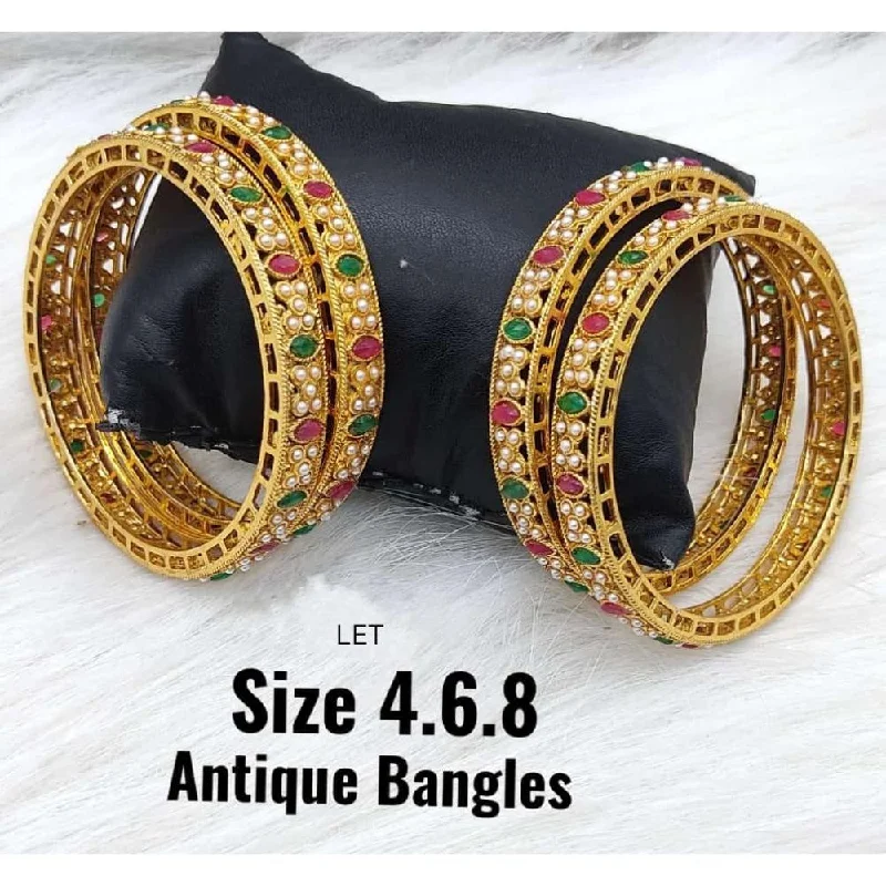 women’s beaded bangles-Akruti Collection Gold Plated Crystal Stone Bangles Set