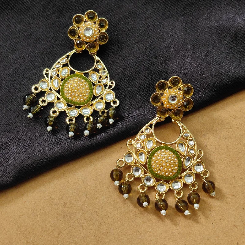 women’s cubic zirconia earrings-Darshana Jewels Gold Plated Kundan Stone And Beads Dangler Earrings