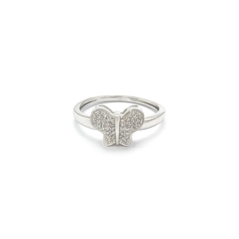 women’s vintage style engagement rings-Butterfly Diamond Ring (14K)