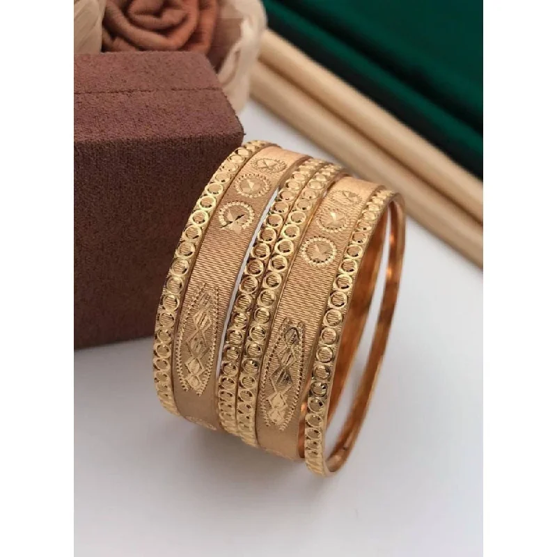 women’s gemstone bracelets-Akruti Collection Gold Plated Bangles Set