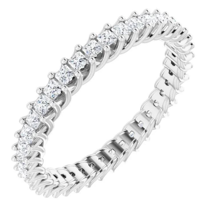 women’s birthstone rings-14K White 7/8 CTW Natural Diamond Eternity Band