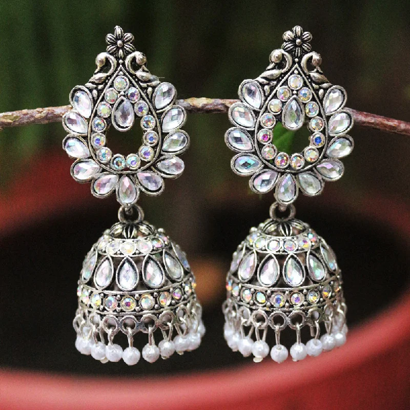 women’s birthstone earrings-H K Fashion Oxidised Plated Jhumki Earrings