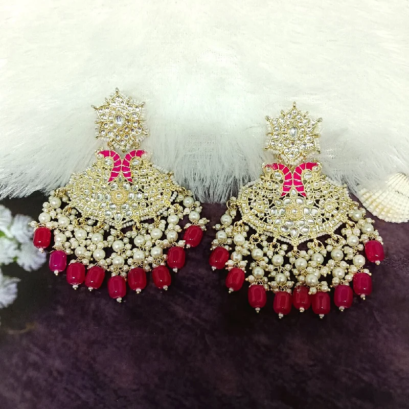 women’s dangling earrings-Darshana Jewels Gold Plated Kundan Stone Dangler Earrings