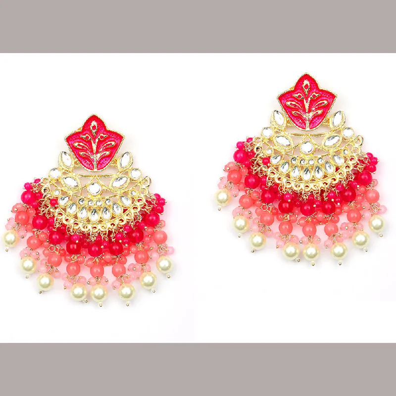 women’s heart-shaped earrings-Darshana Jewels Gold Plated Kundan Dangler Earrings