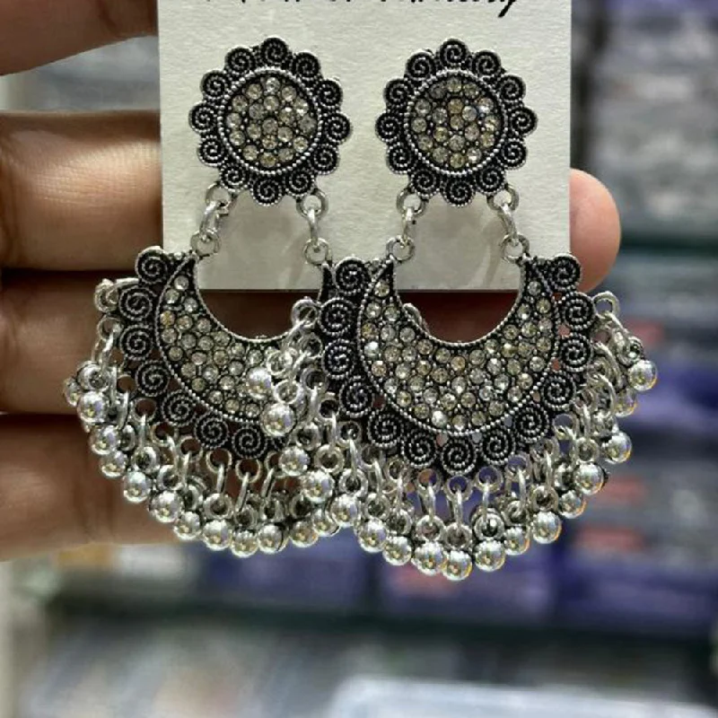 women’s sapphire earrings-Manisha Jewellery Oxidised Plated Austrian Stone And Ghungroo Dangler Earrings