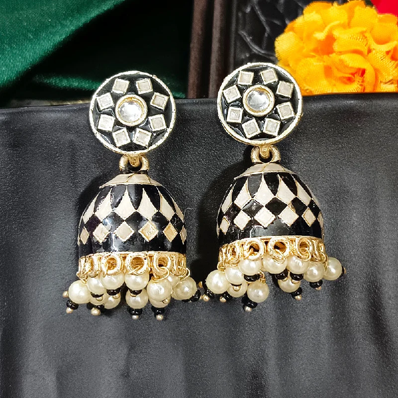 women’s silver earrings with pearls-Darshana Jewels Gold Plated Mennakari Jhumki Earrings