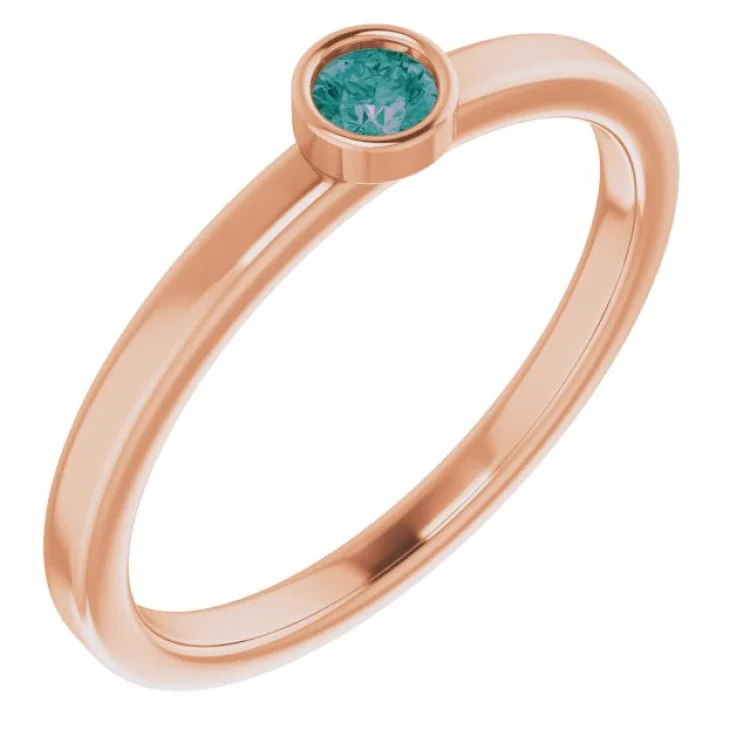 women’s halo rings-14K Rose 3 mm Lab-Grown Alexandrite Ring