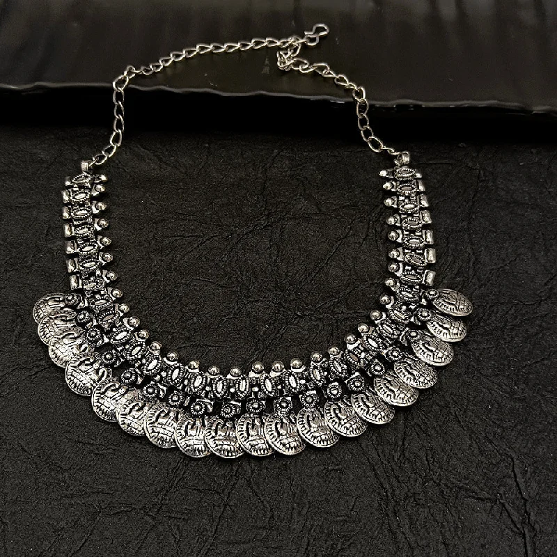 women’s anniversary necklaces-Deep Jewell Oxidised Plated Necklace