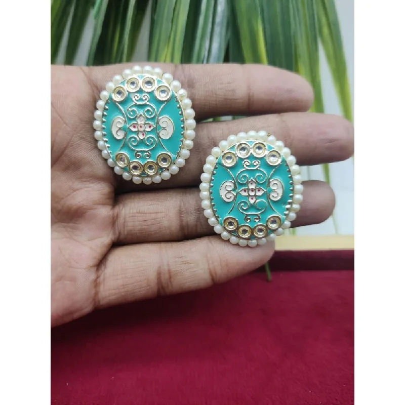 women’s sterling silver earrings-Akruti Collection Gold Plated Kundan And Meenakari  Stud Earrings