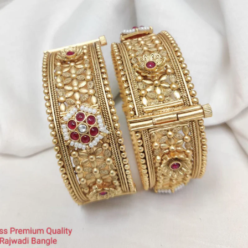 women’s butterfly charm bracelets-Manisha Jewellery Gold Plated Brass Openable Bangles Set