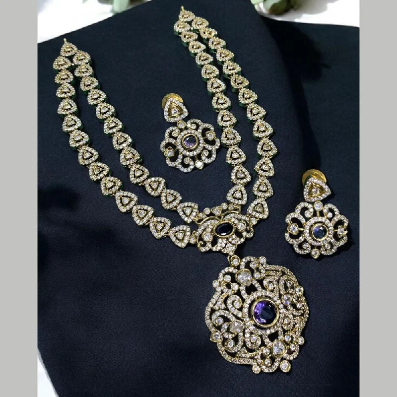 women’s flower necklaces-Sona Creation Gold Plated Austrian Stone Necklace Set