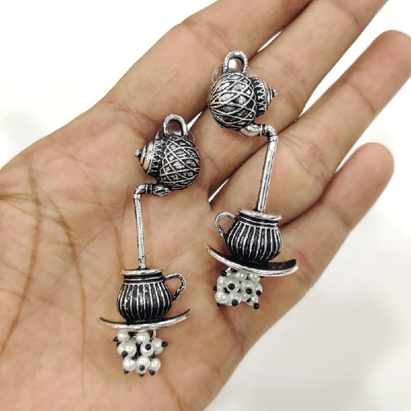 women’s luxury earrings-Kavita Art Oxidised Plated Pearl Dangler Earrings