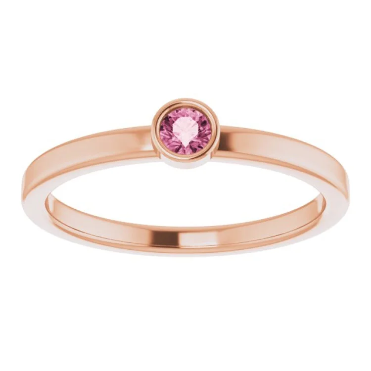 women’s birthstone rings for women-14K Rose 3 mm Natural Pink Tourmaline Ring