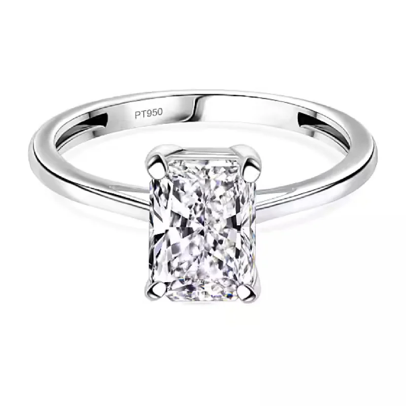 women’s custom design engagement rings-2Ct Solitaire Radiant Cut Lab Grown Diamond Ring in Platinum