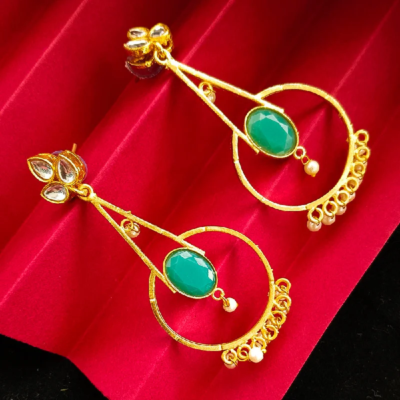 women’s moonstone earrings-Darshana Jewels Gold Plated Kundan Stone And Pearls Dangler Earrings