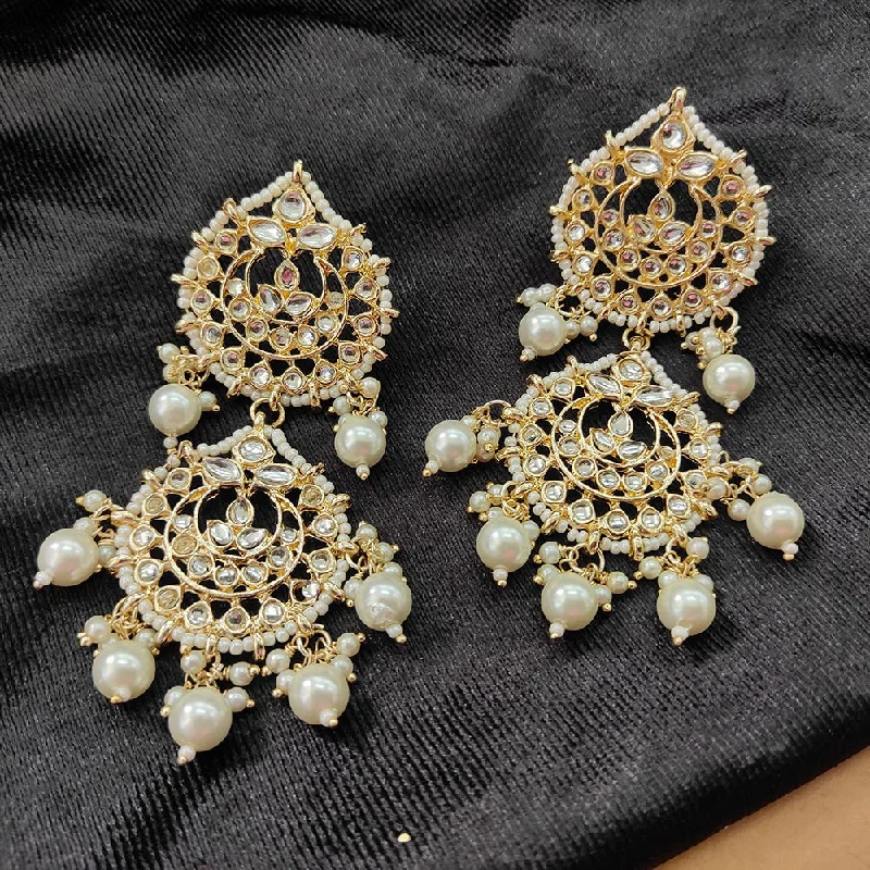 women’s diamond stud earrings-Darshana Jewels Gold Plated Kundan Stone And Beads Dangler Earrings