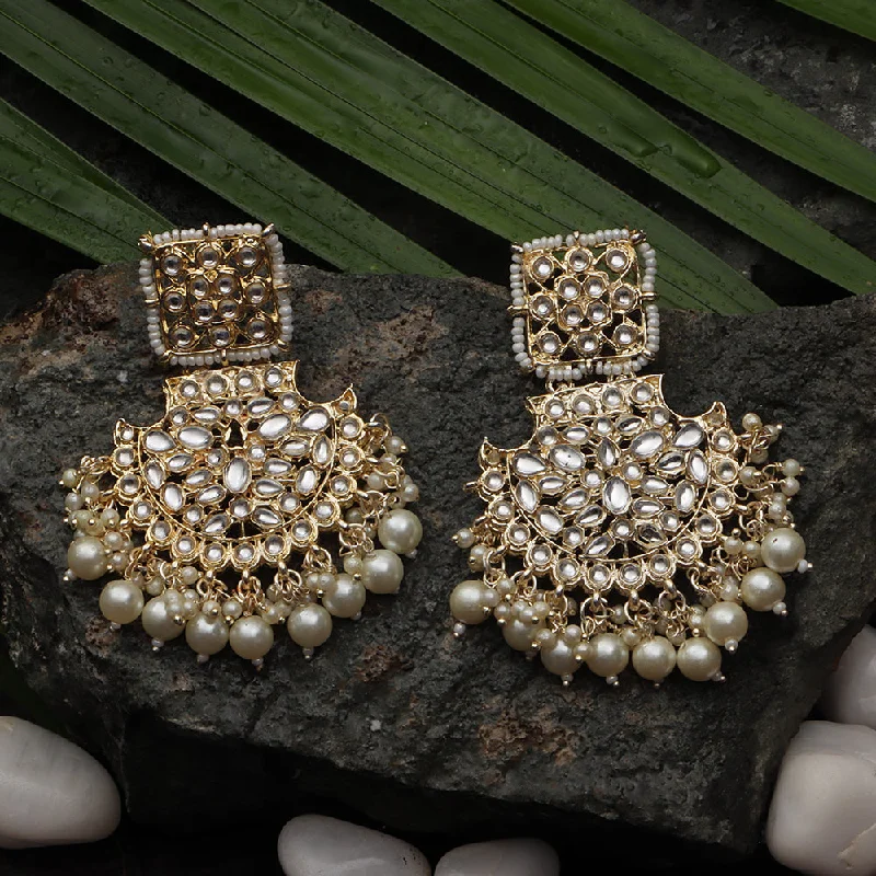 women’s dangling earrings-Darshana Jewels Gold Plated Kundan Dangler Earrings