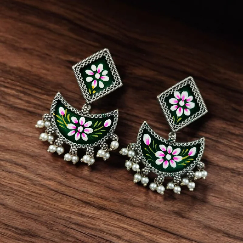 women’s chunky earrings-Maharani Jewels Oxidised Plated Meenakari Ghungroo Dangler Earrings