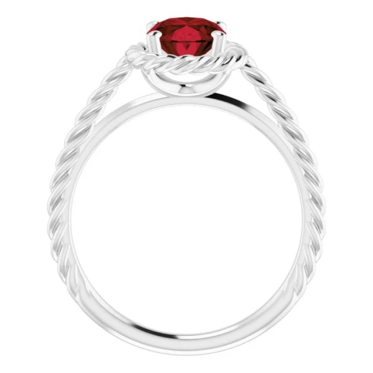 women’s solitaire rings-Platinum Natural Mozambique Garnet Rope Ring