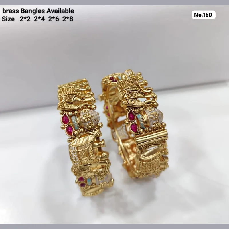 women’s crystal bracelets-JCM Brass Elephant Bangles Set