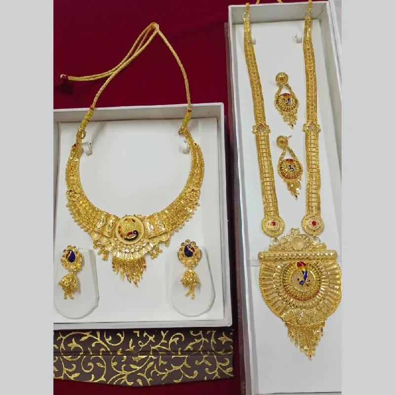 women’s gold necklaces-Pari Art Jewellery Forming Double Necklace Set