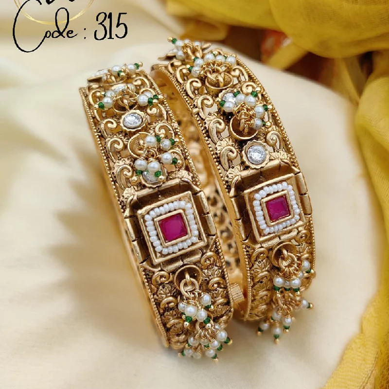 women’s elegant bangles-Jewel Addiction Copper Gold Bangles Set