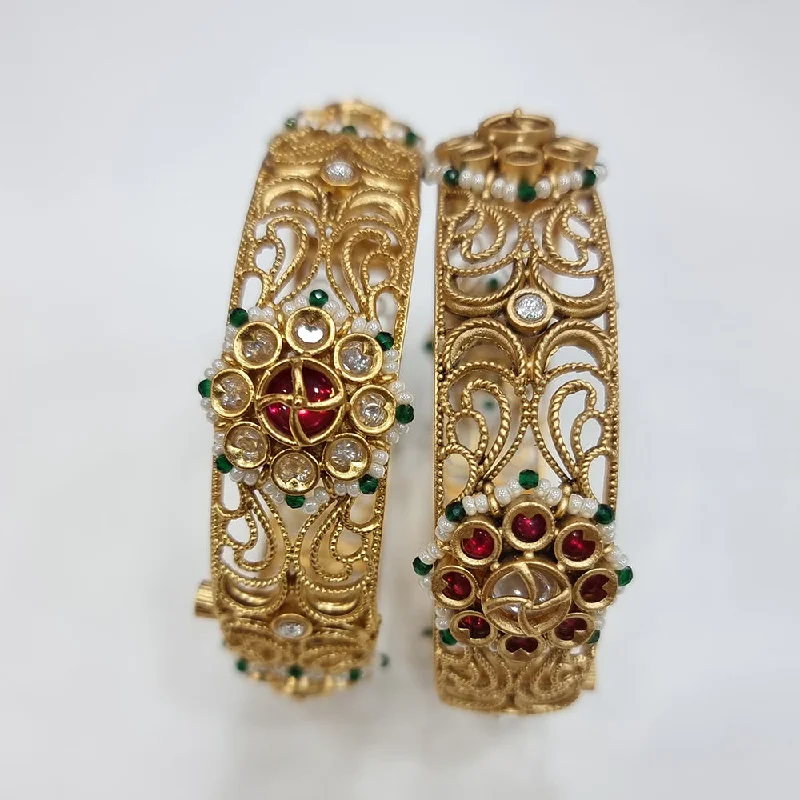 women’s crystal bracelets-JCM Gold Plated Meenakari Bangles Set