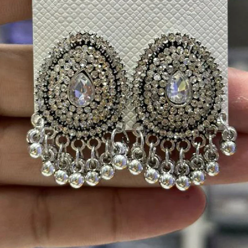 women’s layered earrings-Manisha Jewellery Oxidised Plated Austrian Stone And Ghungroo Dangler Earrings