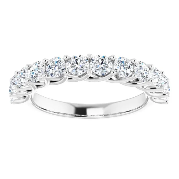 women’s oval rings-Platinum 1 1/8 CTW Natural Diamond Anniversary Band