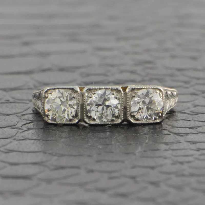 women’s white diamond engagement rings-Antique Edwardian Yellow Gold and Platinum Old European Cut Diamond Ring