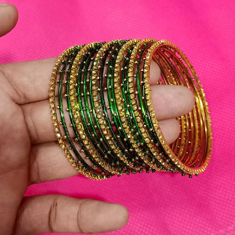 women’s luxurious bracelets-Pooja Bangles Gold Plated Acrylic Bangles Set