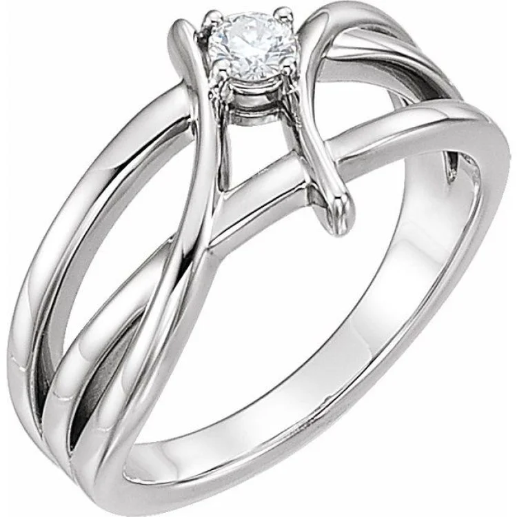 women’s heart-shaped engagement rings-14K White 1/4 CT Natural Diamond Ring