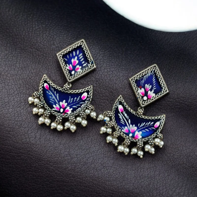 women’s square earrings-Maharani Jewels Oxidised Plated Meenakari Ghungroo Dangler Earrings